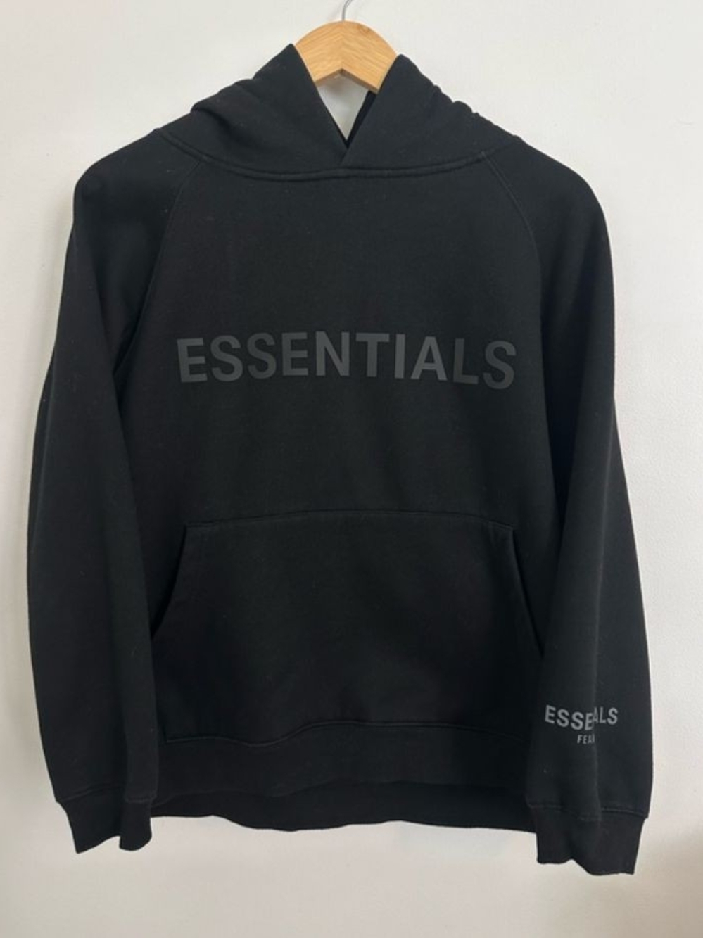 Essentials Black Logo Pullover Hoodie